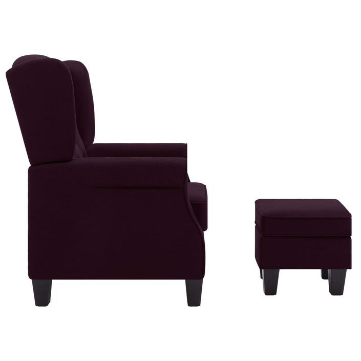 Fauteuil avec repose-pied Violet Tissu - Photo n°4