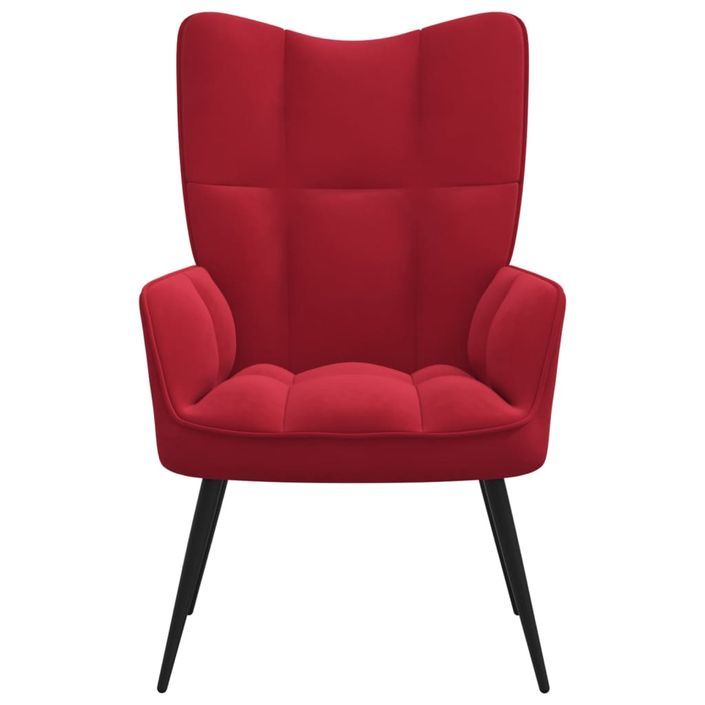 Fauteuil bergère Rouge bordeaux Velours - Photo n°2