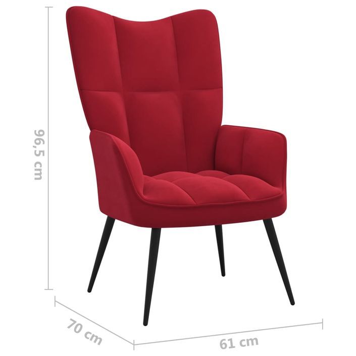 Fauteuil bergère Rouge bordeaux Velours - Photo n°7