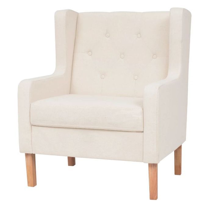 Fauteuil Blanc crème Tissu - Photo n°1