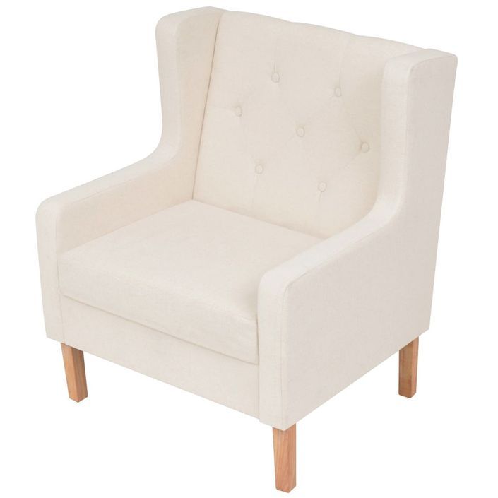 Fauteuil Blanc crème Tissu - Photo n°3