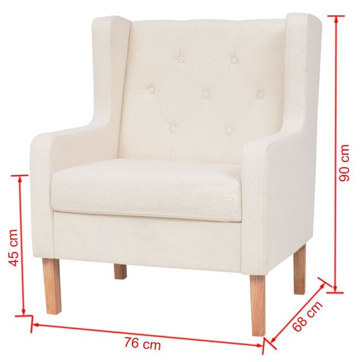 Fauteuil Blanc crème Tissu - Photo n°7