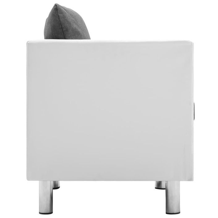 Fauteuil Blanc et gris clair Similicuir - Photo n°4