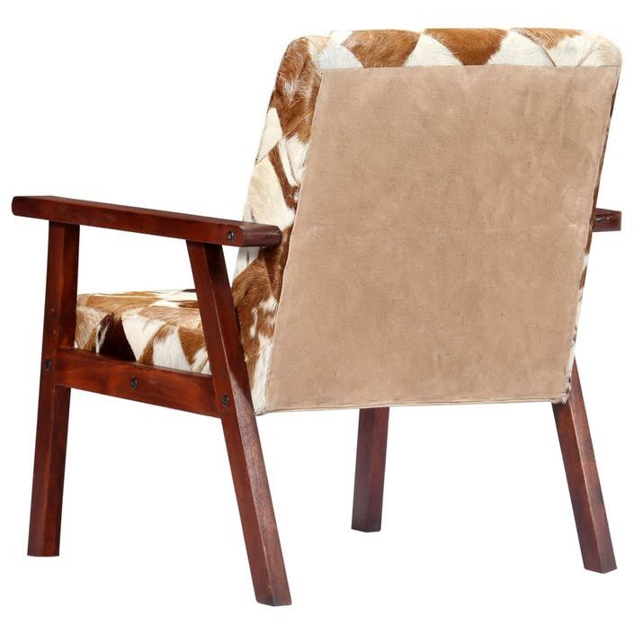 Fauteuil Blanc et marron Cuir véritable de chèvre - Photo n°5