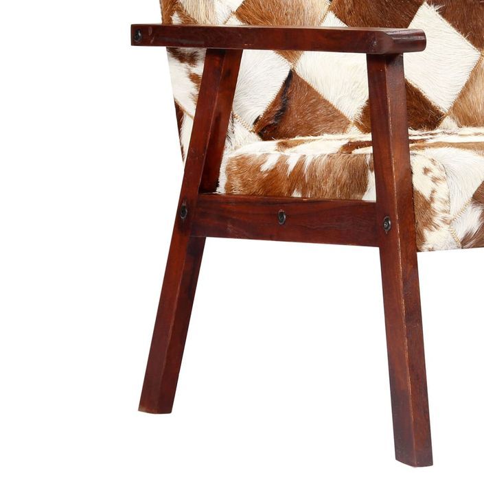 Fauteuil Blanc et marron Cuir véritable de chèvre - Photo n°7