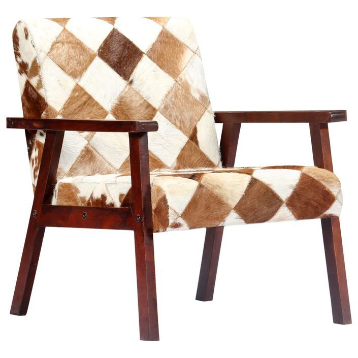 Fauteuil Blanc et marron Cuir véritable de chèvre - Photo n°11