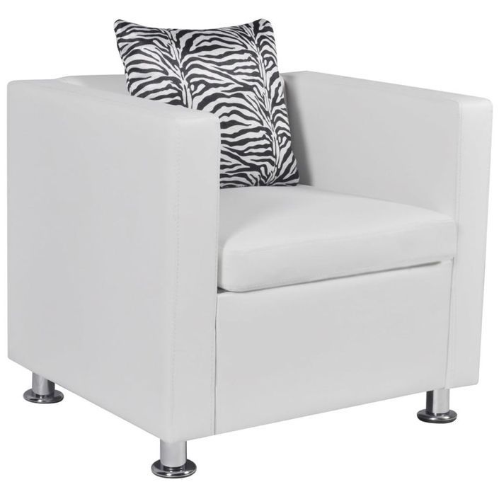 Fauteuil Blanc Similicuir 3 - Photo n°1