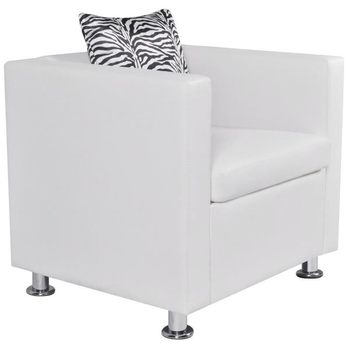 Fauteuil Blanc Similicuir 3 - Photo n°2