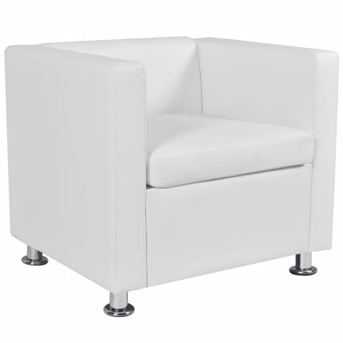 Fauteuil Blanc Similicuir 3 - Photo n°4