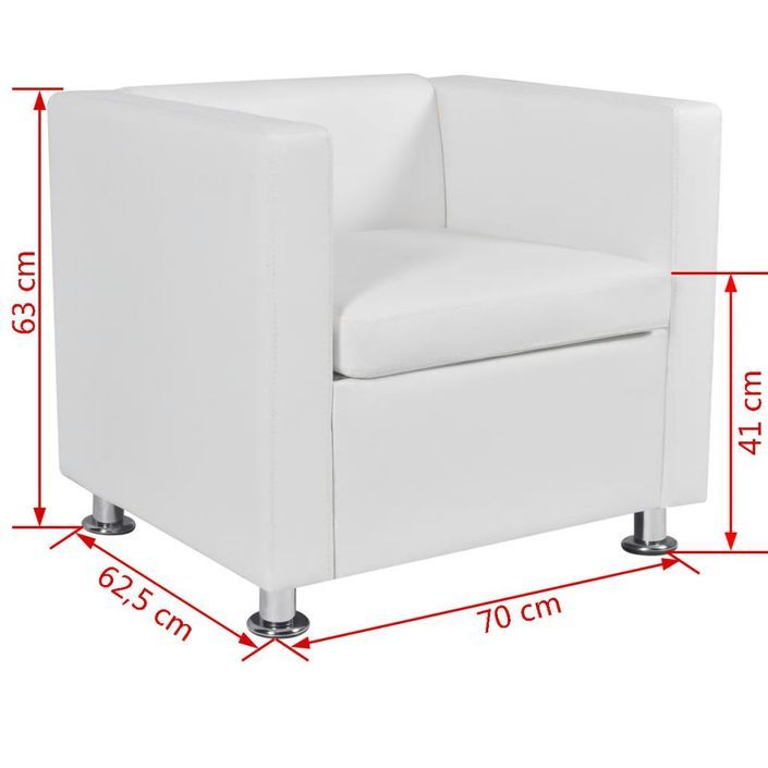 Fauteuil Blanc Similicuir 3 - Photo n°6