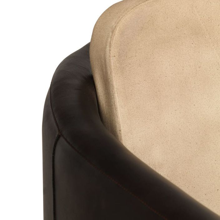 Fauteuil Brun roux et noir Cuir véritable - Photo n°7