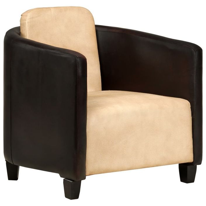 Fauteuil Brun roux et noir Cuir véritable - Photo n°9