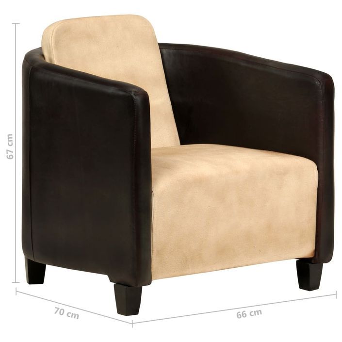 Fauteuil Brun roux et noir Cuir véritable - Photo n°12