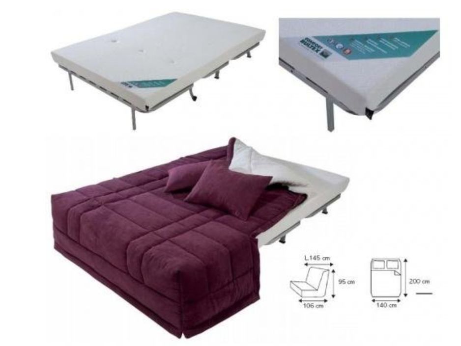 Fauteuil BZ 1 place 90x190 cm tissu matelas 12 cm Venus - Photo n°7