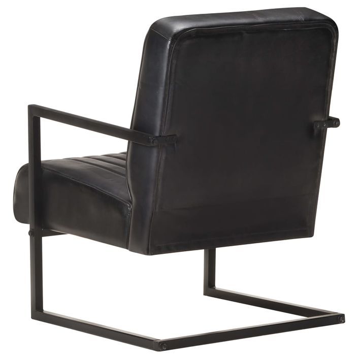 Fauteuil cantilever Noir Cuir véritable - Photo n°4