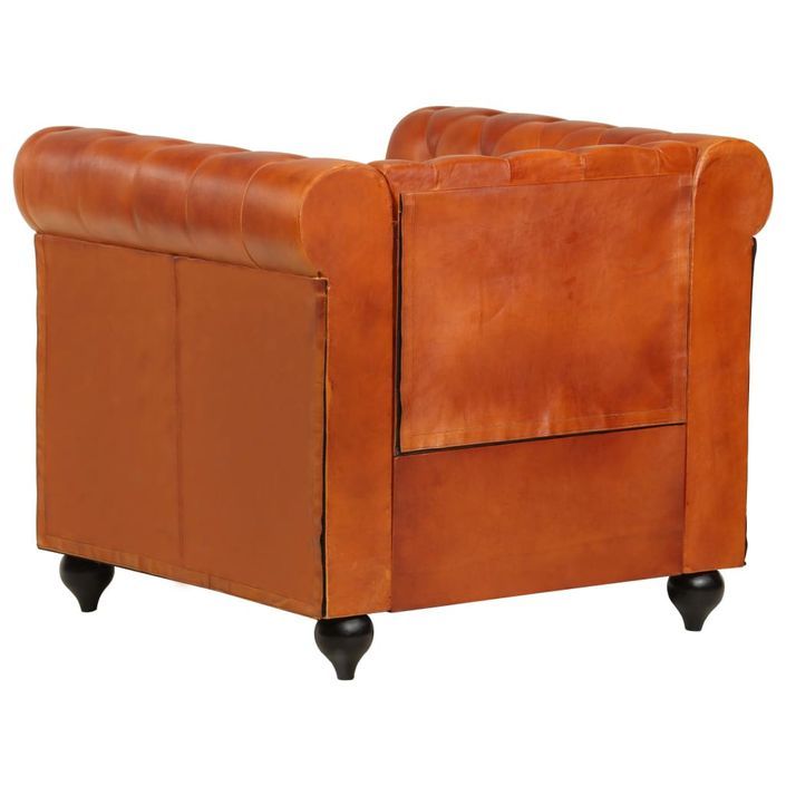 Fauteuil Chesterfield Brun roux Cuir véritable - Photo n°5