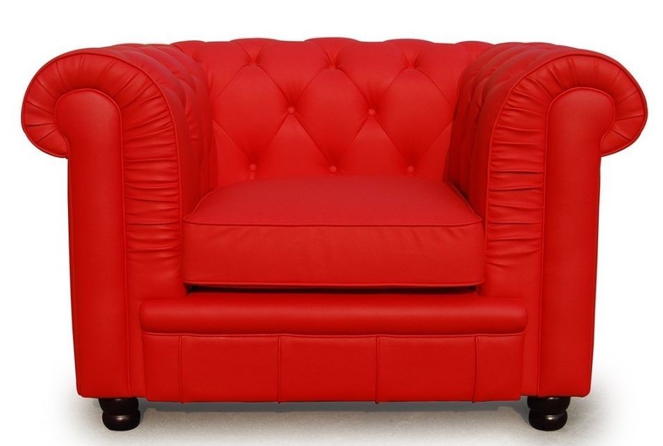 Fauteuil Chesterfield simili rouge Elegance - Photo n°1