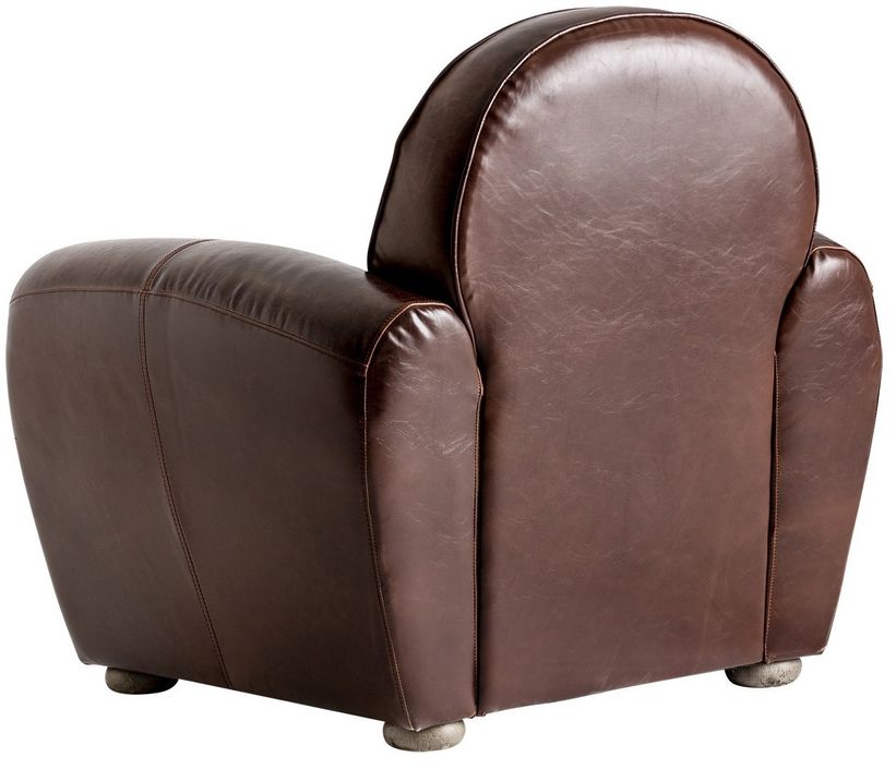 Fauteuil club cuir marron et pieds pin massif clair Trya - Photo n°3