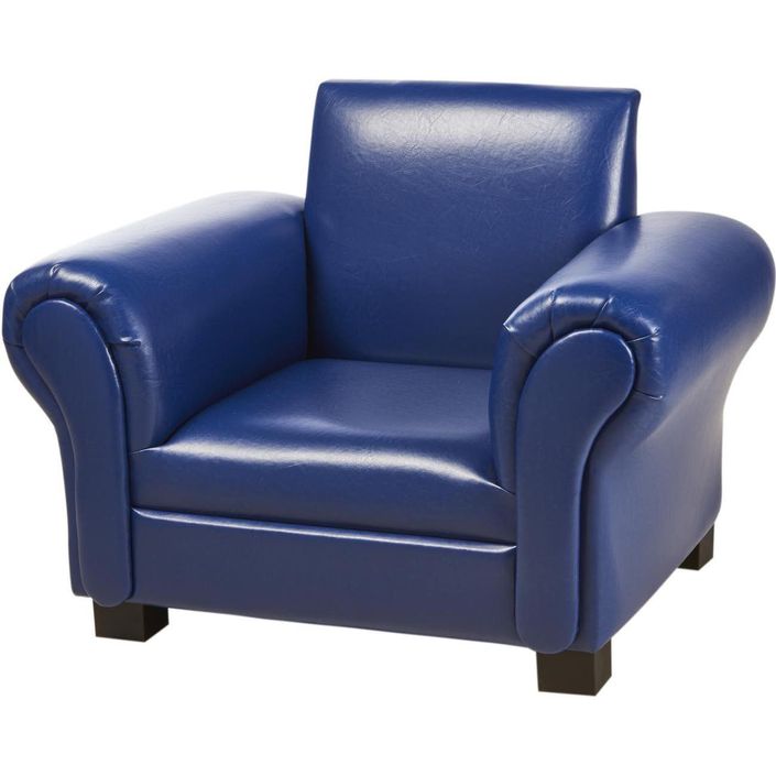 Fauteuil club enfant simili cuir bleu Klubb - Photo n°1