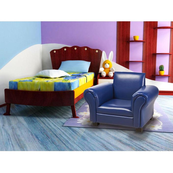 Fauteuil club enfant simili cuir bleu Klubb - Photo n°3