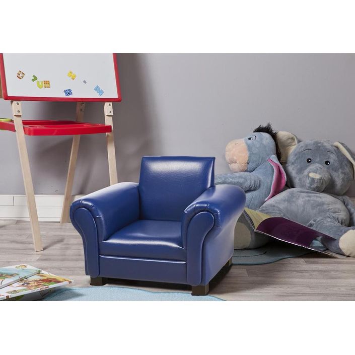 Fauteuil club enfant simili cuir bleu Klubb - Photo n°4