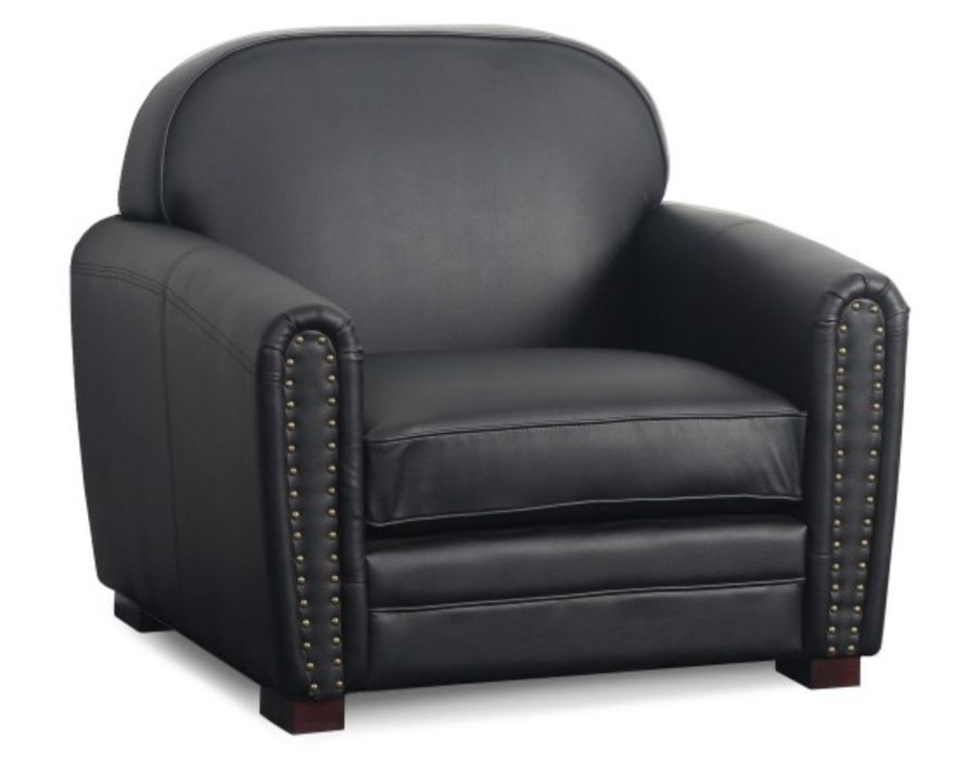 Fauteuil Club simili cuir noir Havane - Photo n°1