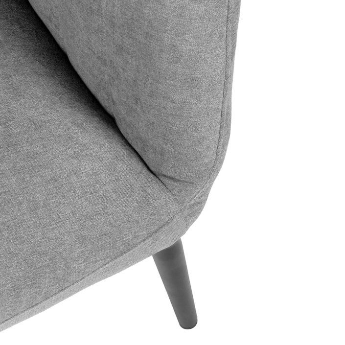 Fauteuil confortable tissu gris clair et pieds métal noir Vina 68 cm - Photo n°6