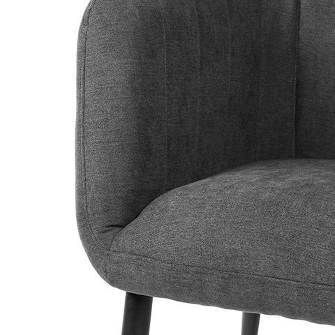 Fauteuil confortable tissu gris foncé et pieds métal noir Vina 68 cm - Photo n°5