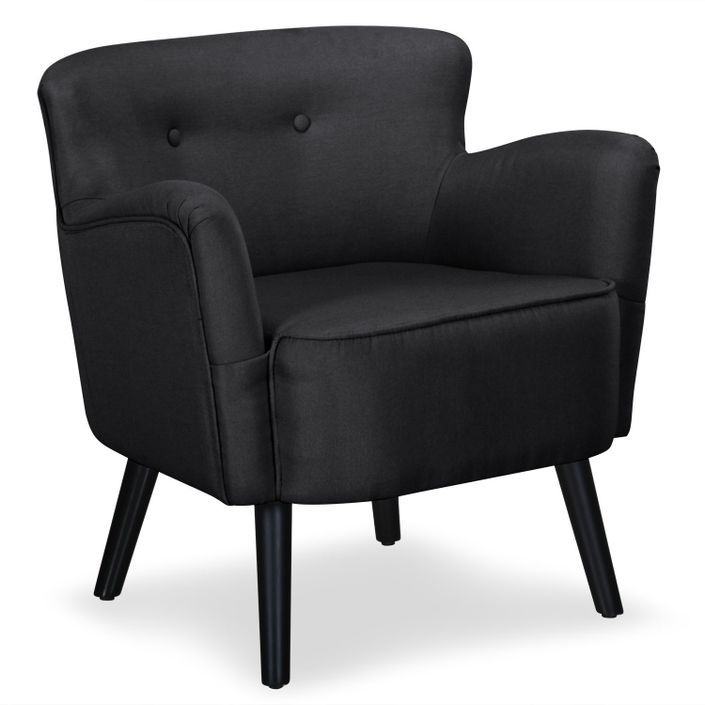 Fauteuil confortable tissu noir Pauka - Photo n°1