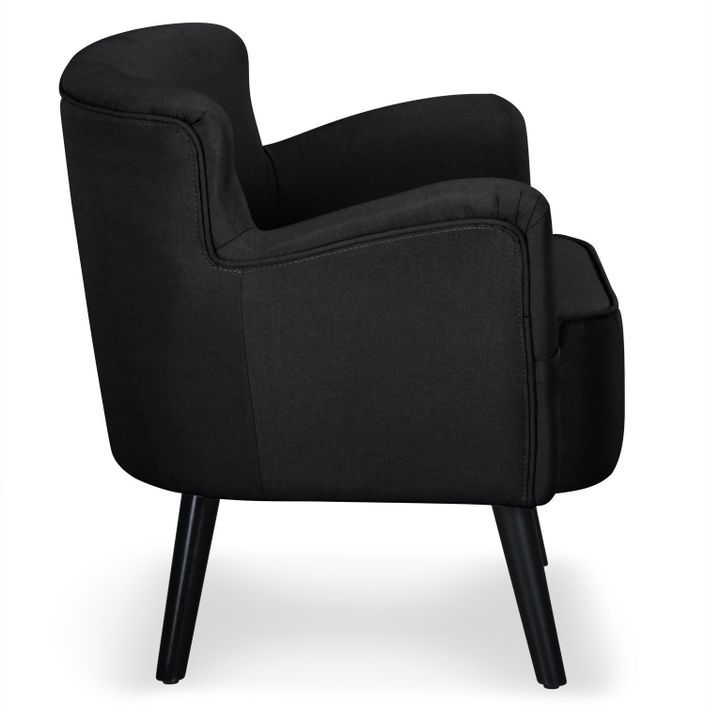 Fauteuil confortable tissu noir Pauka - Photo n°2