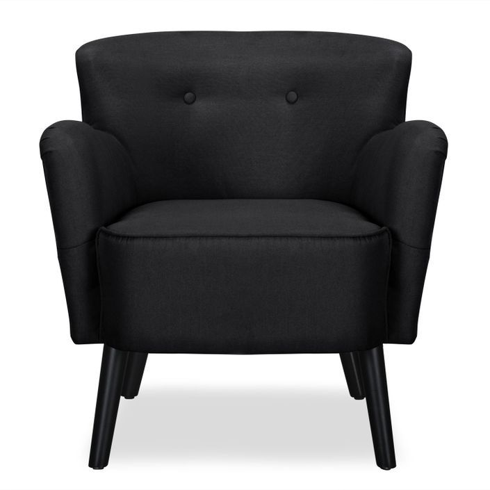 Fauteuil confortable tissu noir Pauka - Photo n°3