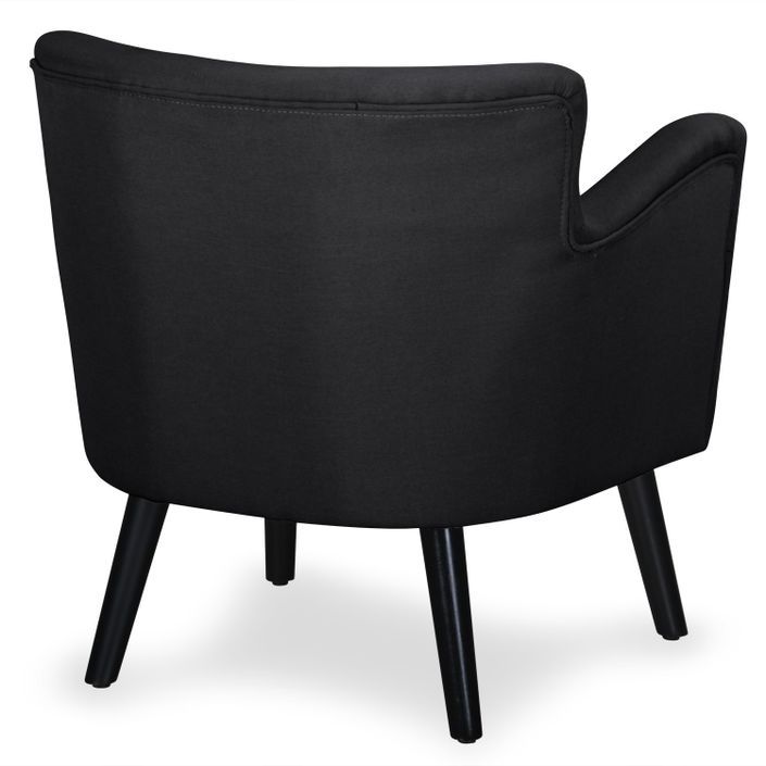 Fauteuil confortable tissu noir Pauka - Photo n°4