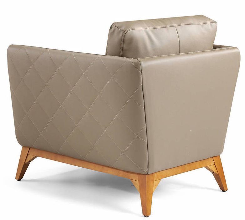 Fauteuil contemporain cuir capitonné et bois noyer Kila - Photo n°4