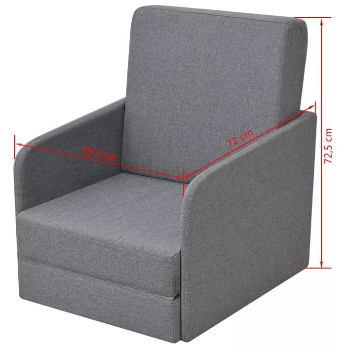 Fauteuil convertible Gris clair Tissu - Photo n°6