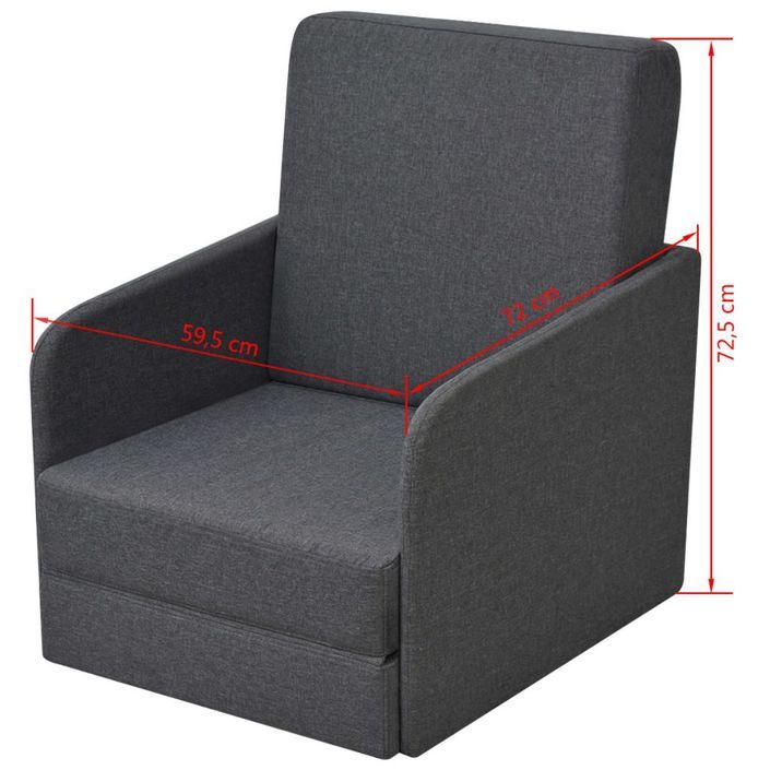 Fauteuil convertible Gris foncé Tissu - Photo n°6