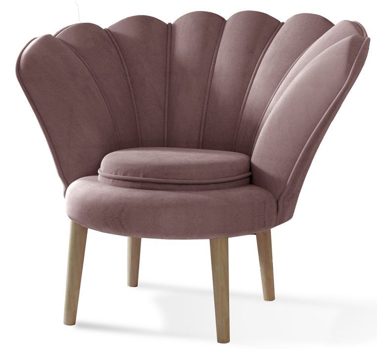 Fauteuil coquillage velours rose Skidra - Photo n°1
