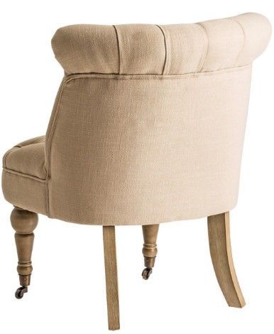 Fauteuil crapaud tissu crème et pieds pin massif clair Ornica - Photo n°4