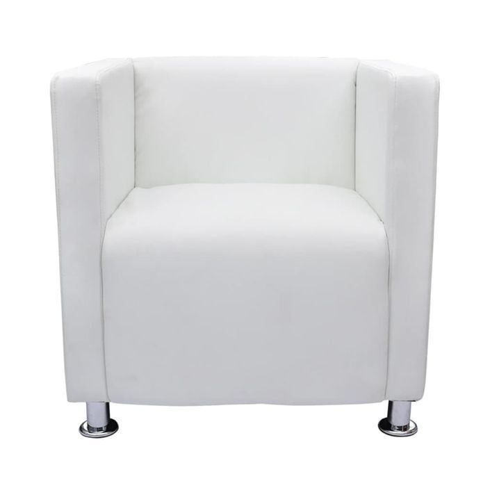 Fauteuil cube Blanc Similicuir - Photo n°1