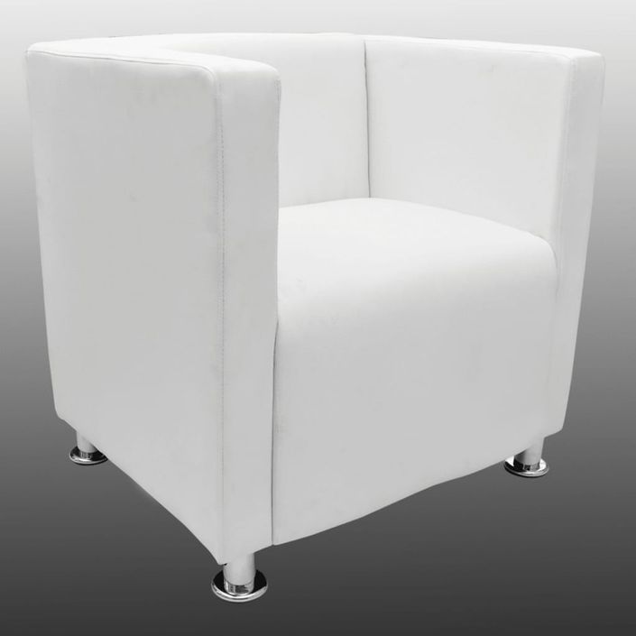 Fauteuil cube Blanc Similicuir - Photo n°3