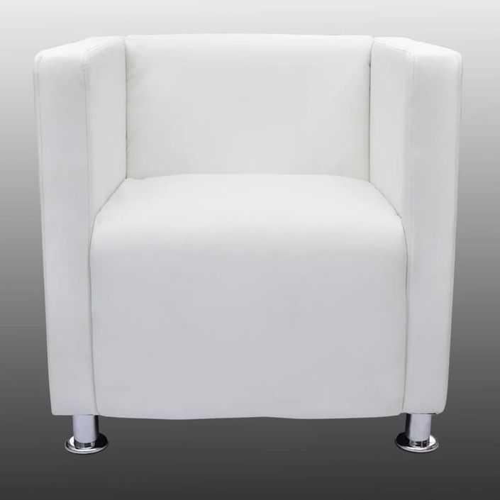 Fauteuil cube Blanc Similicuir - Photo n°4