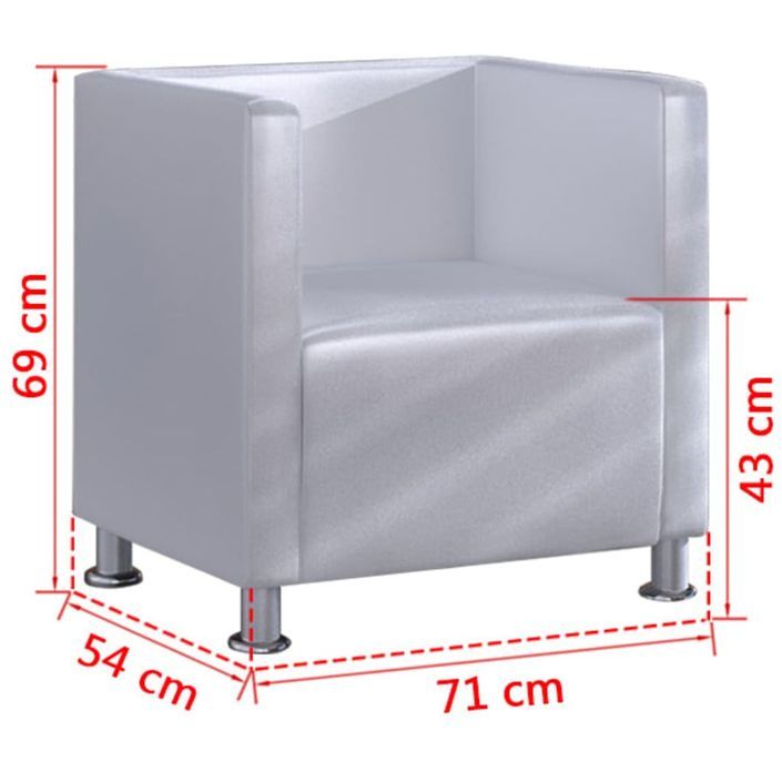 Fauteuil cube Blanc Similicuir - Photo n°5