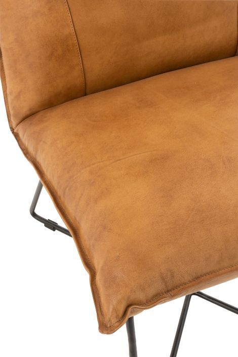 Fauteuil cuir camel Acia - Photo n°6