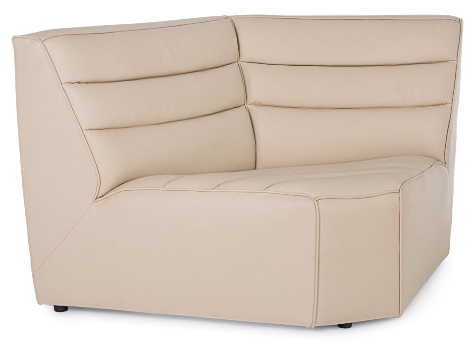 Fauteuil d'angle en polyester effet cuir beige Olivia - Photo n°1