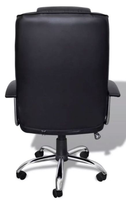 Fauteuil de bureau avec accoudoirs cuir et métal chromé noir Kyrah - Photo n°4