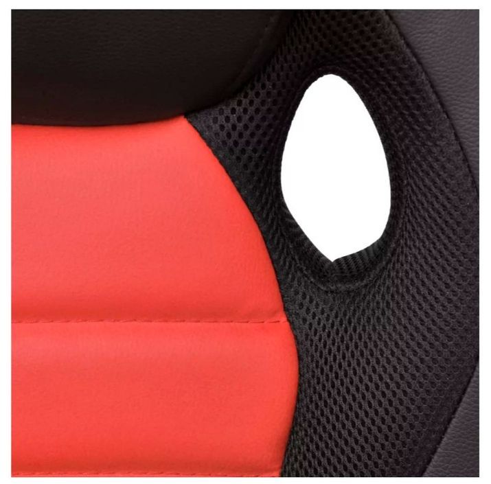 Fauteuil de bureau avec accoudoirs similicuir tissu maillé rouge et noir Fergia - Photo n°5