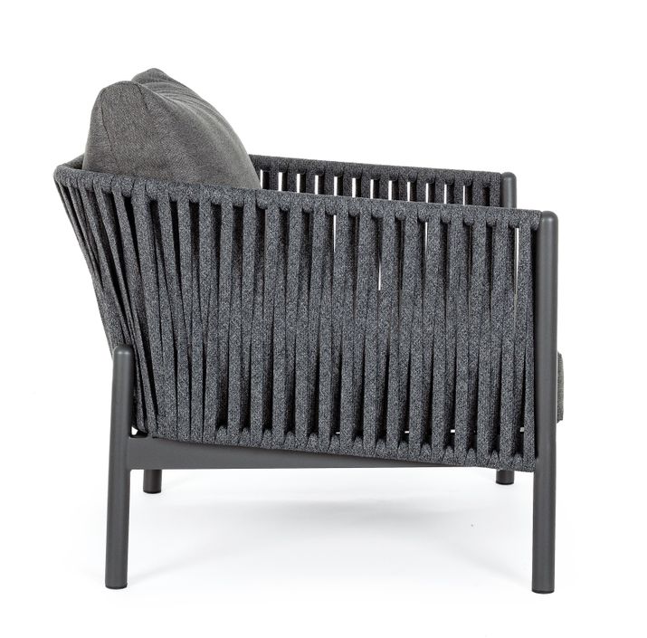 Fauteuil de jardin aluminium et tressage de cordes anthracite Flora - Photo n°4