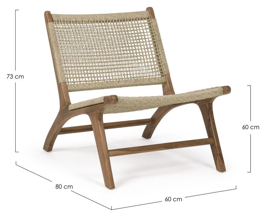 Fauteuil de jardin en bois teck et fibres Adeline - Lot de 2 - Photo n°3