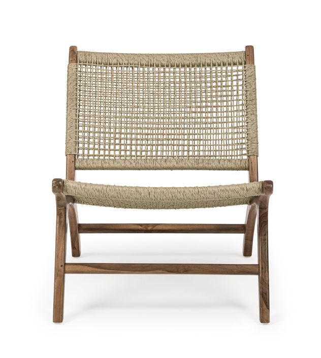 Fauteuil de jardin en bois teck et fibres Adeline - Lot de 2 - Photo n°7