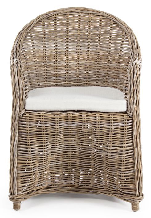 Fauteuil de jardin en rotin naturel avec coussin Marty - Photo n°2