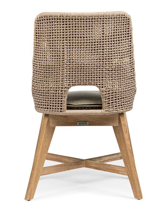 Fauteuil de jardin en tressage beige et pieds en bois de teck Peria - Lot de 2 - Photo n°4